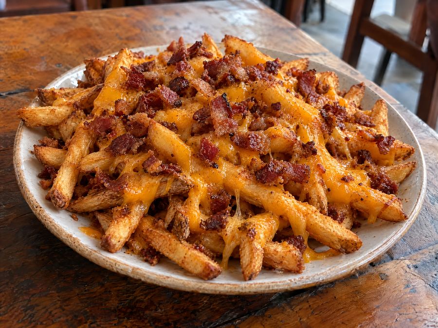 Batata frita com bacon e cheddar